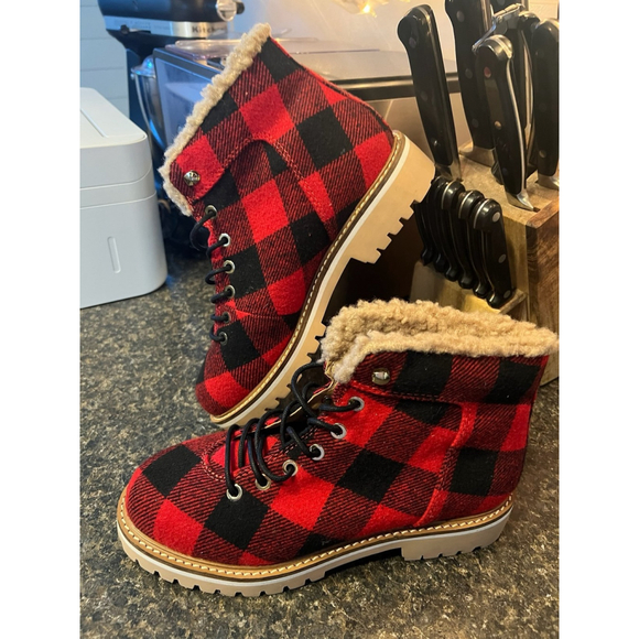 New Talbots JILLY BUFFALO PLAID LACE UP BOOTS - Picture 4 of 11